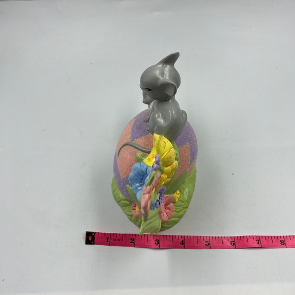 Vintage Ceramic Handmade Easter Egg Mice Spring Decor Shelf Sitter Figurine 80's - Picture 11 of 13